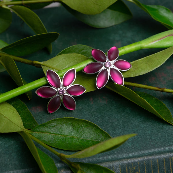Pink Cherry Blossom Flower Shaped Earrings – Chandras Treasures