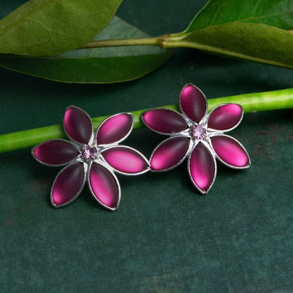 Pink Cherry Blossom Flower Shaped Earrings – Chandras Treasures