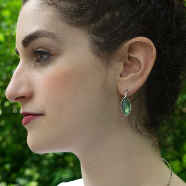 Large Leaf Post Earrings: Sage Green