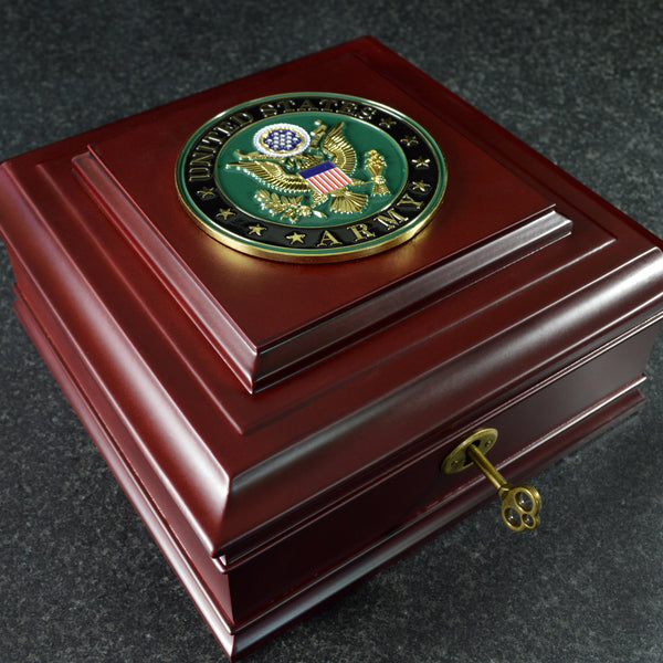 United States Marine Corps Emblem Keepsake Box, Made in America, Elegant  Box, Finely Finished Hinged Wood Case with Felt Lining, Key Lock, USA  Product