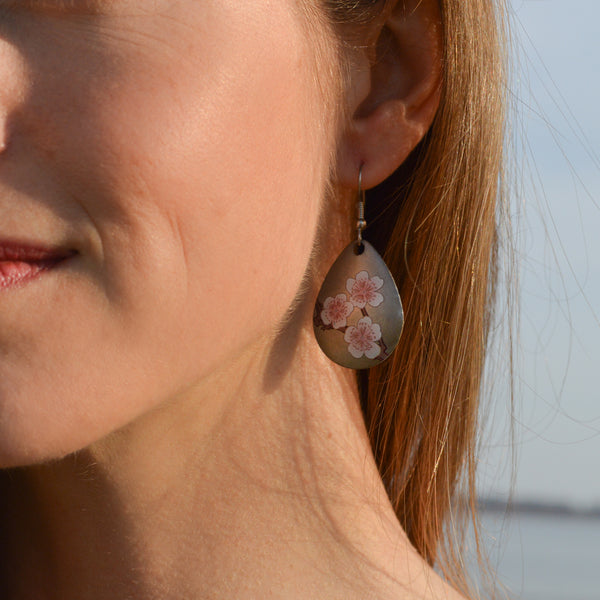 Cherry Blossom Jewelry, Resin Flower Earrings