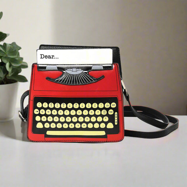 Vintage Red Typewriter Crossbody Bag