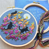 Black Cats and Full Moon Embroidery Kit