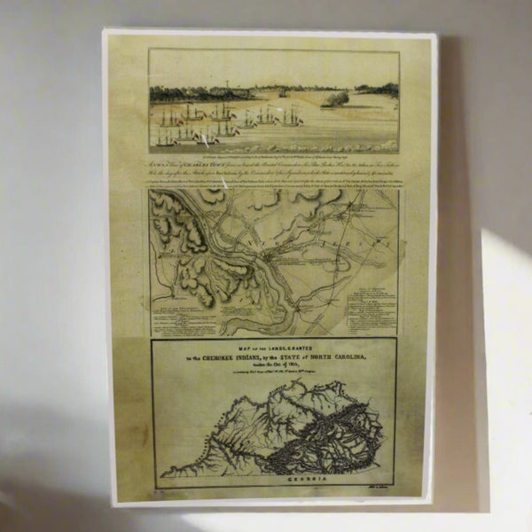 Revolutionary War Era Naval Battle Sketch and Maps Showcase Poster Print