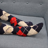 History Scroll Argyle Crew Socks