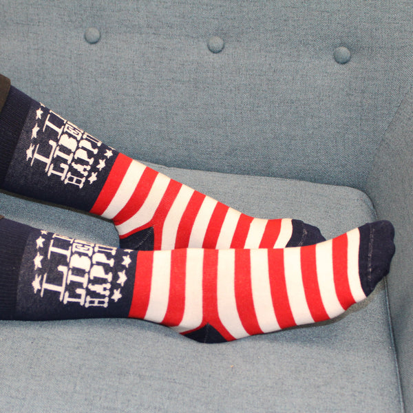 Life Liberty Happiness Patriotic Crew Socks