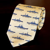 Yellow US Battleships Silk Tie